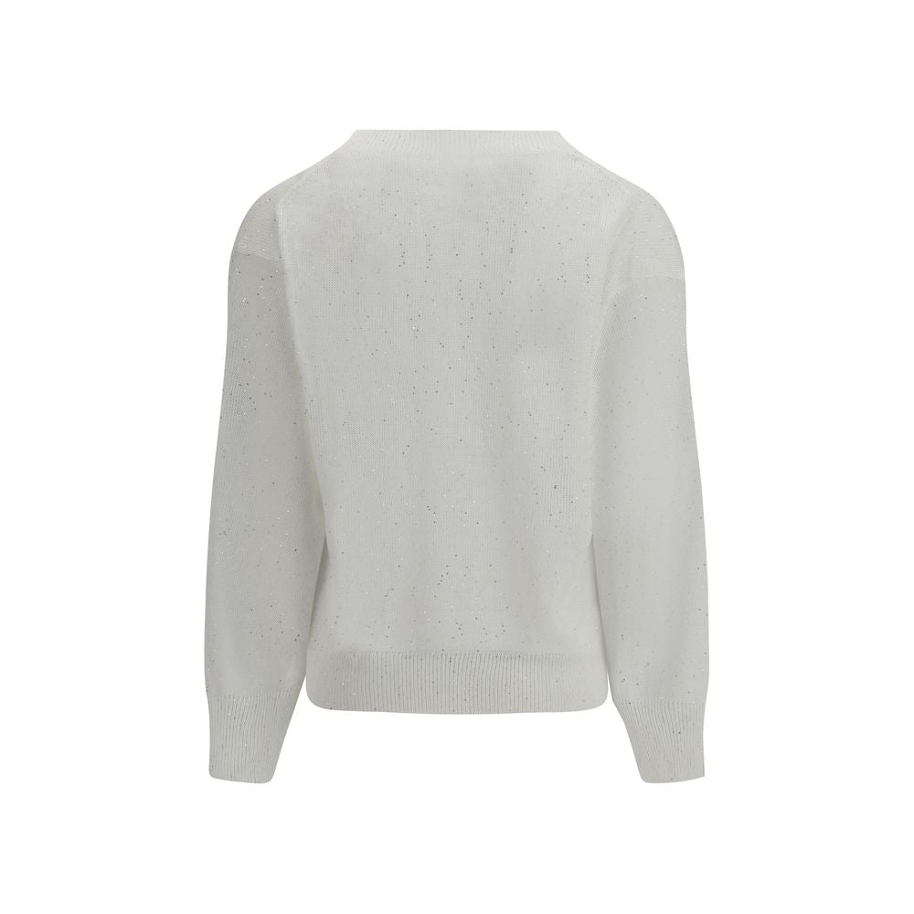 Brunello Cucinelli 45% Linen 37% Polyester 10% Other Fibres 8% Polyamide sweater in white — view 2