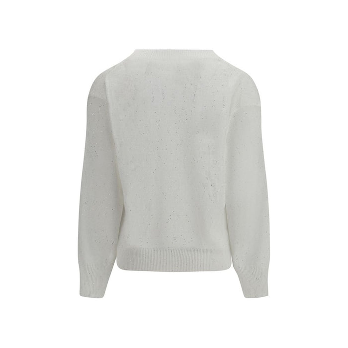 Brunello Cucinelli 45% Linen 37% Polyester 10% Other Fibres 8% Polyamide sweater in white — view 2