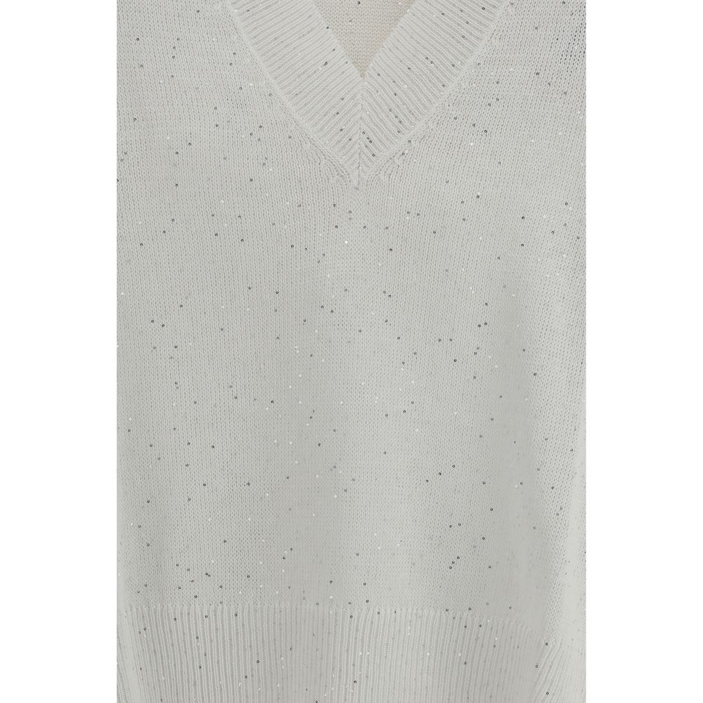 Brunello Cucinelli 45% Linen 37% Polyester 10% Other Fibres 8% Polyamide sweater in white — view 3