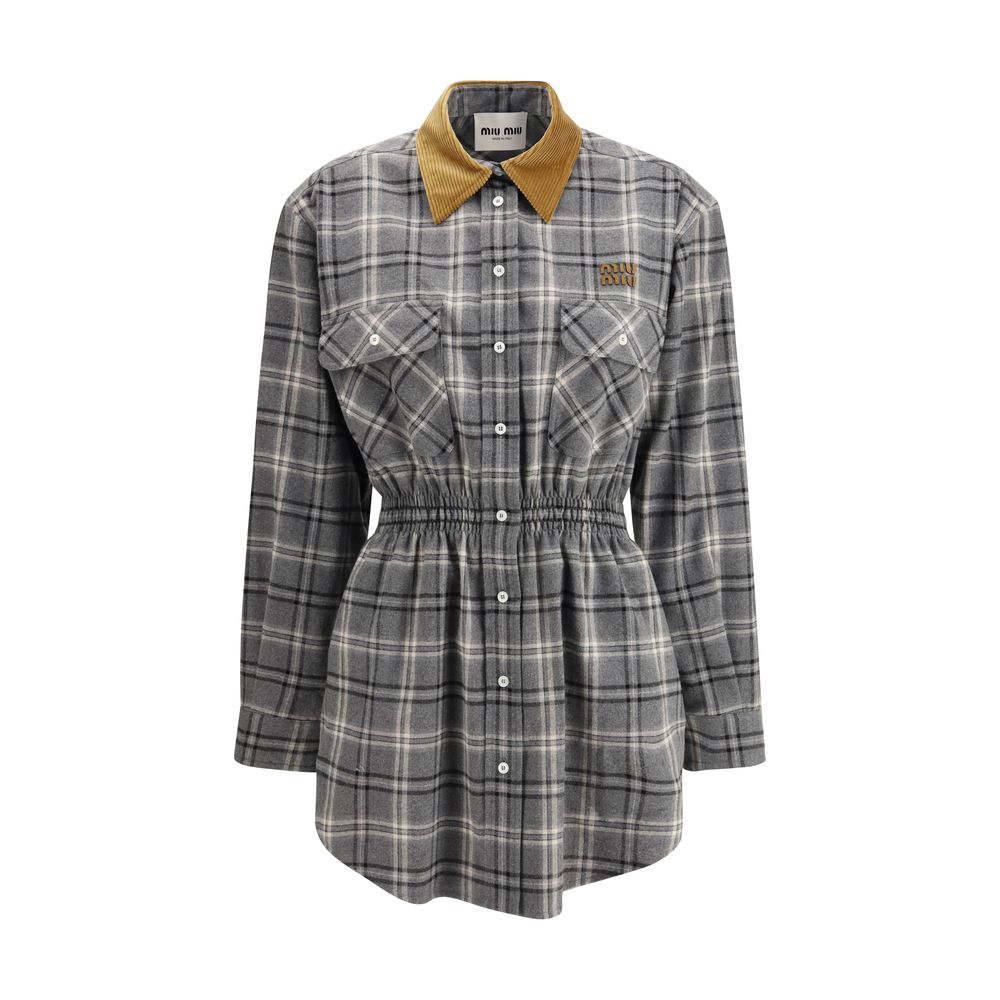 Miu Miu 100% Cotton shirt dress in gray