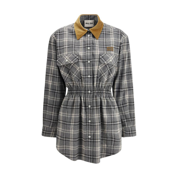 Miu Miu 100% Cotton shirt dress in gray