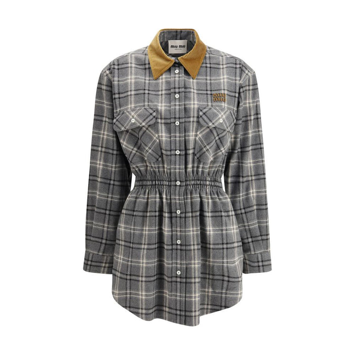 Miu Miu 100% Cotton shirt dress in gray