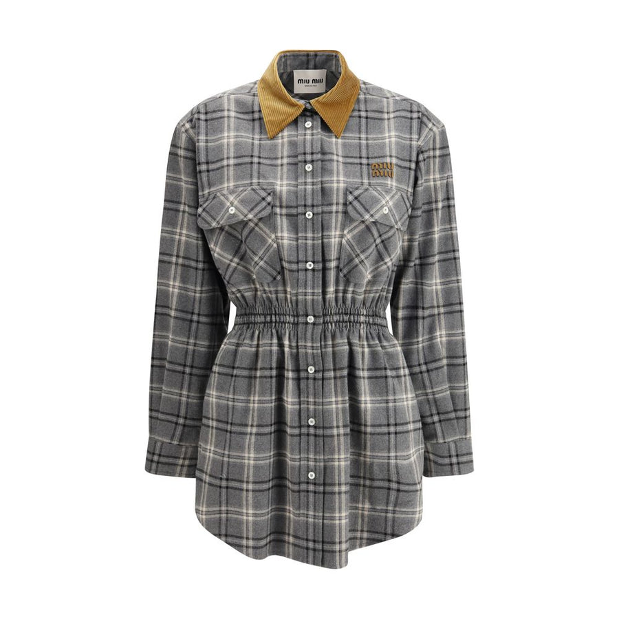 Miu Miu 100% Cotton shirt dress in gray