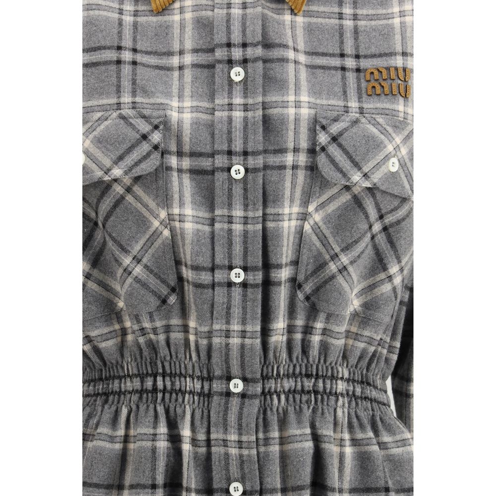 Miu Miu 100% Cotton shirt dress in gray — view 3