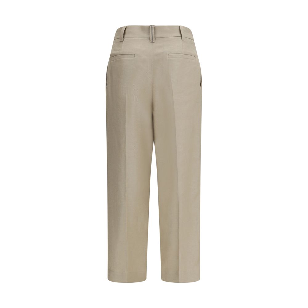 Brunello Cucinelli 100% Linen trousers in beige — view 2