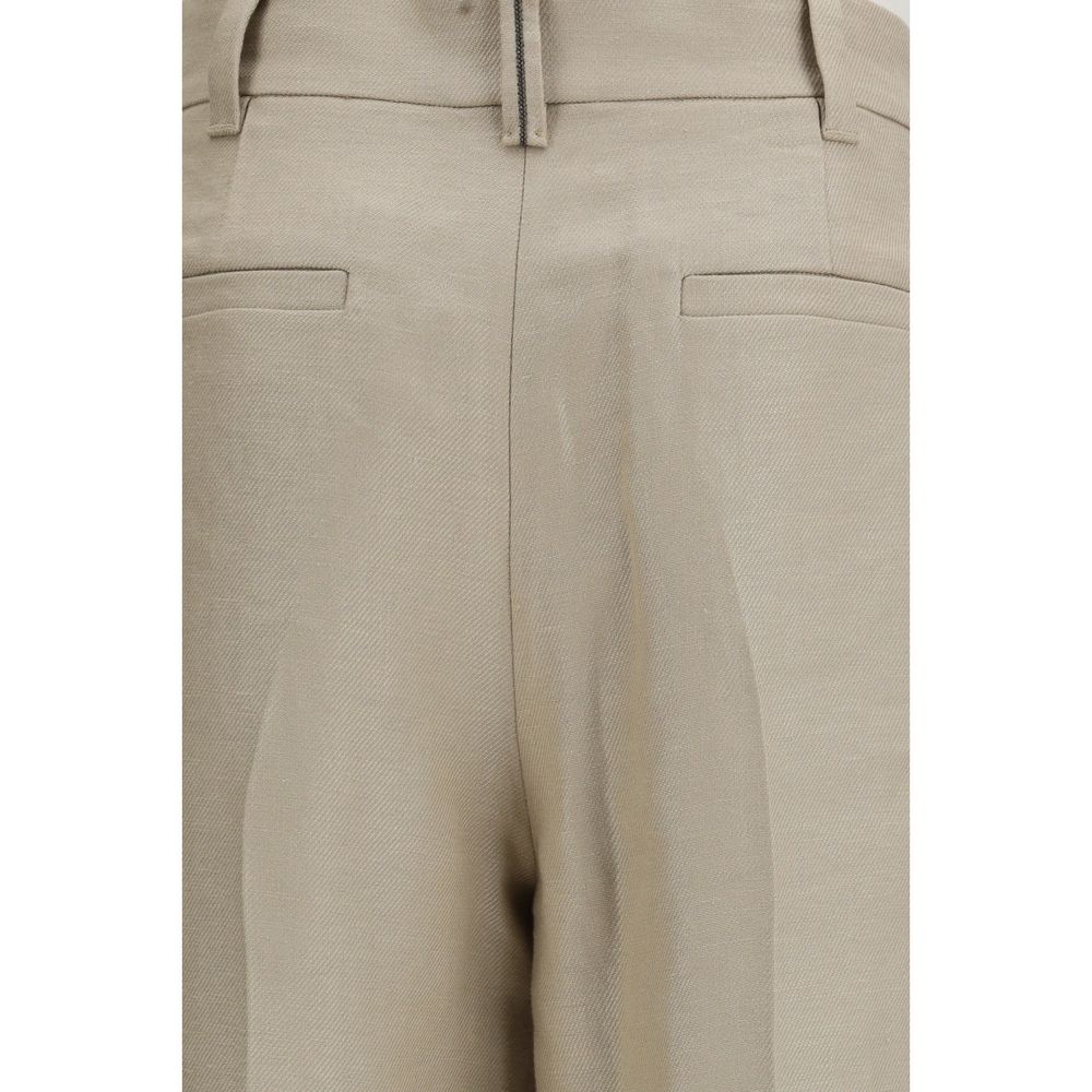 Brunello Cucinelli 100% Linen trousers in beige — view 3