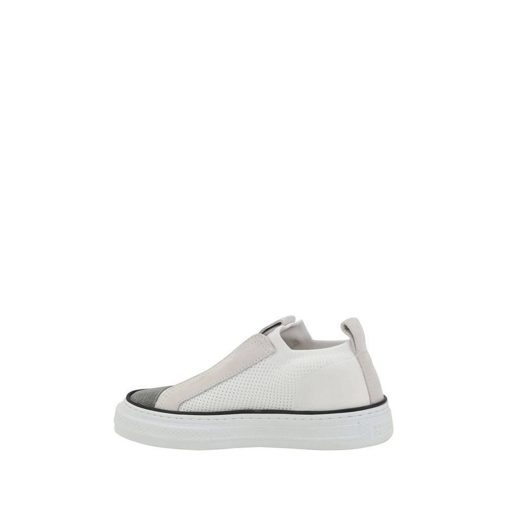 Brunello Cucinelli Upper 100% Nylon sneaker in white — view 3