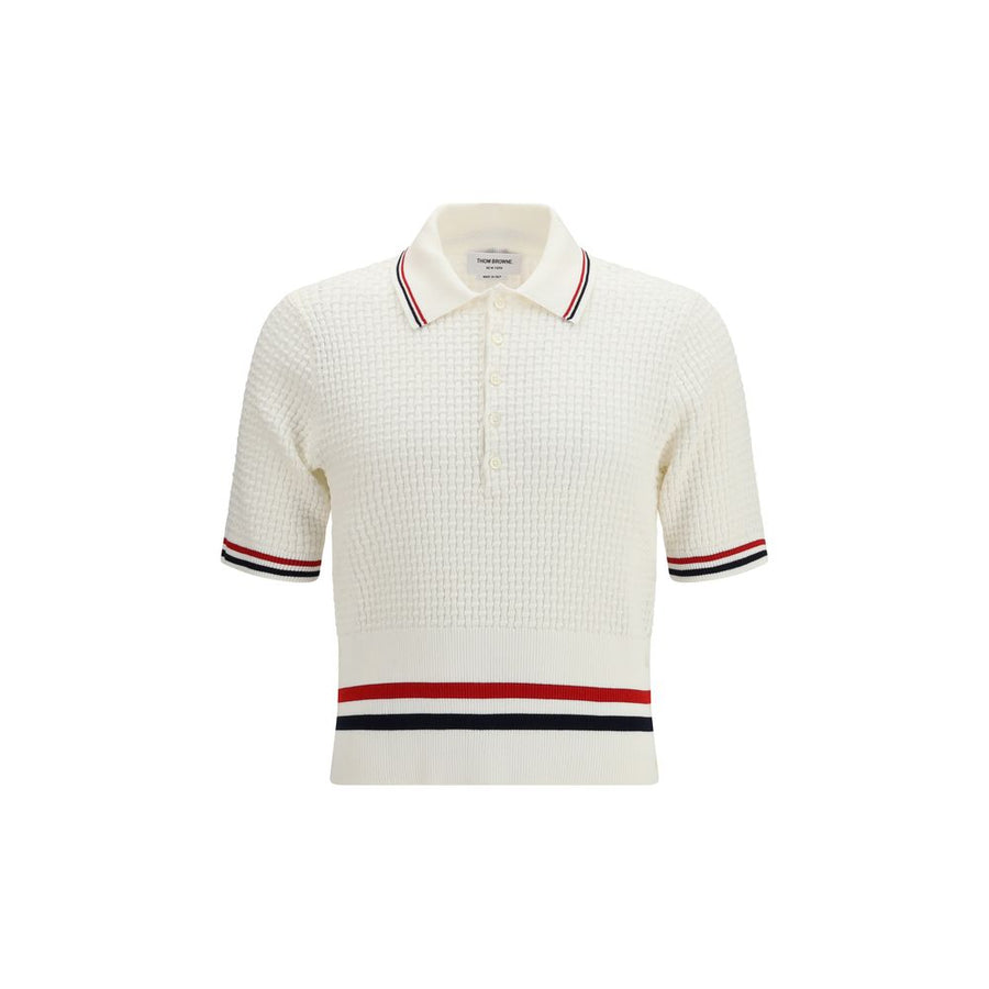Thom Browne 100% Cotton polo shirt in white