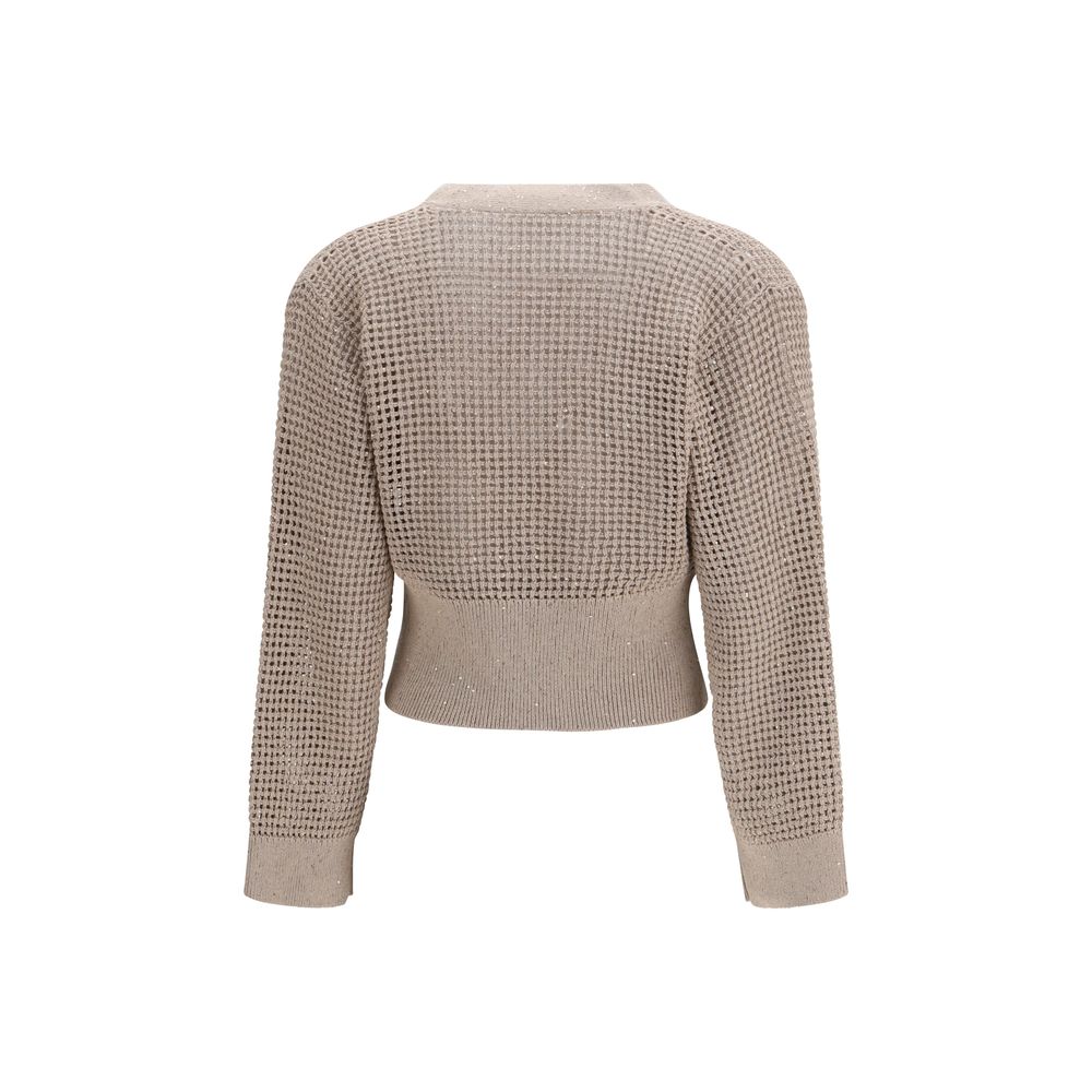 Brunello Cucinelli 96% Cotton 4% Polyester cardigan in beige — view 2