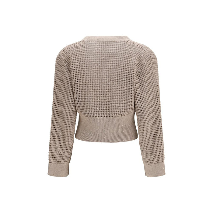 Brunello Cucinelli 96% Cotton 4% Polyester cardigan in beige — view 2