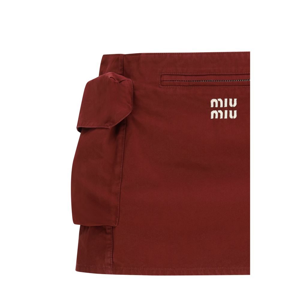 Miu Miu 100% Cotton shorts in red — view 3