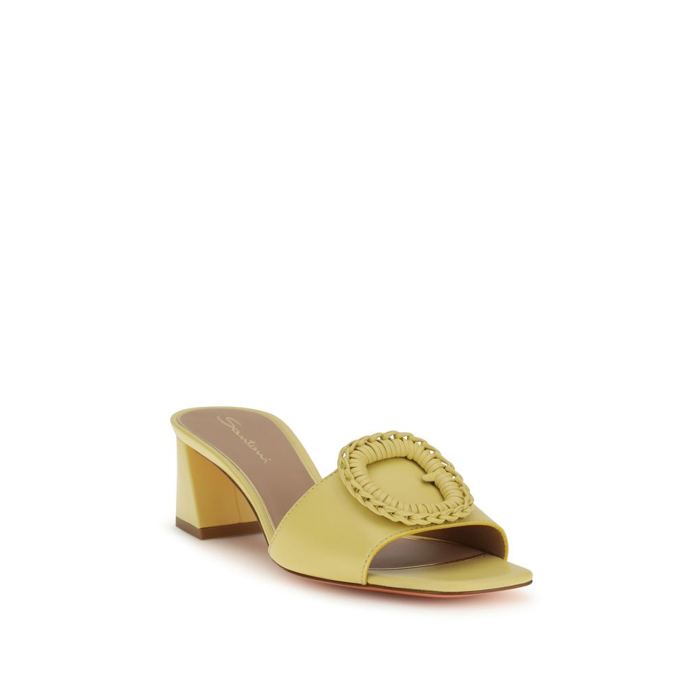 Santoni 100% Calf Leather Bos Taurus heel sandal in yellow — view 2