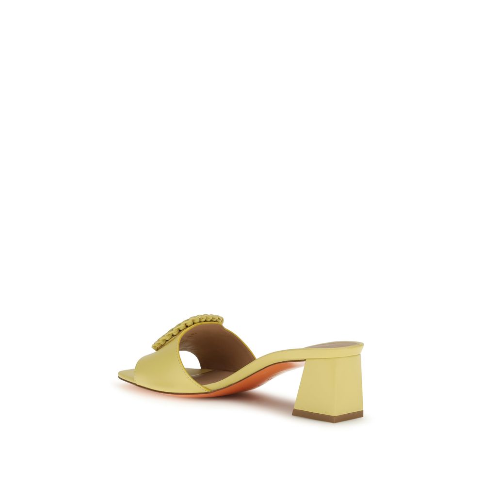 Santoni 100% Calf Leather Bos Taurus heel sandal in yellow — view 3