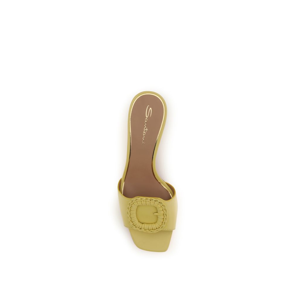 Santoni 100% Calf Leather Bos Taurus heel sandal in yellow — view 4