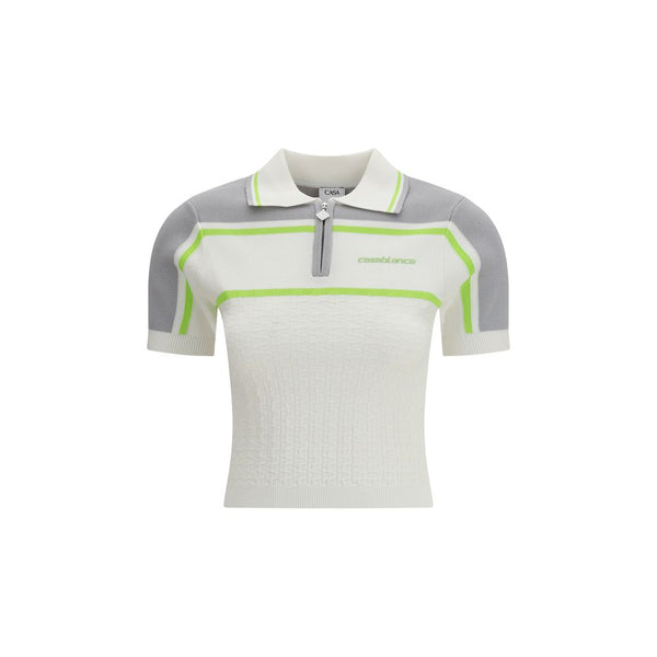 Casablanca 63% Viscose 37% Nylon polo shirt in white