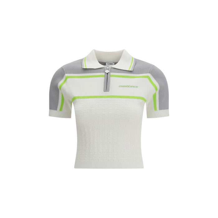 Casablanca 63% Viscose 37% Nylon polo shirt in white