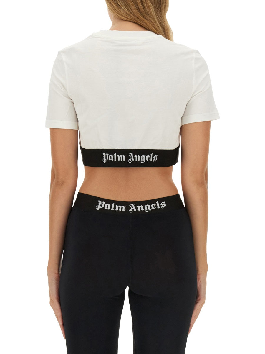Cropped T-Shirt With Logo White Cotton T-shirts