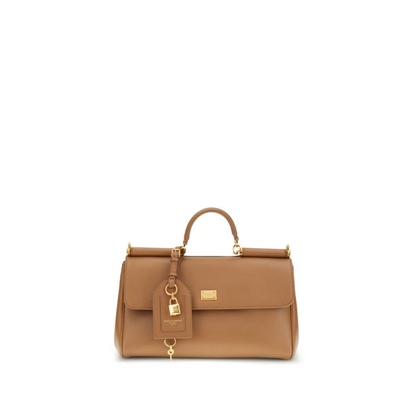 Dolce & Gabbana 100% Calf Leather Bos Taurus top handle bag in beige
