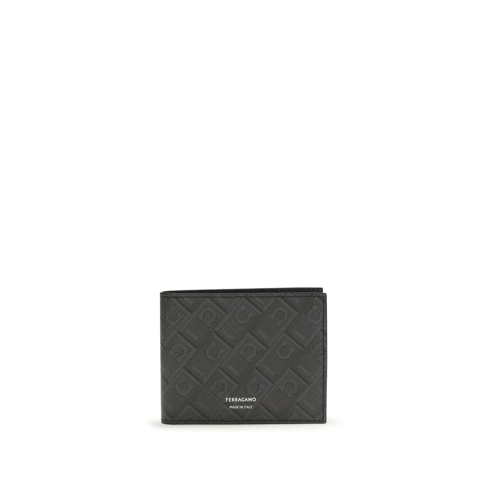 Ferragamo 100% Calf Leather Bos Taurus wallet in black