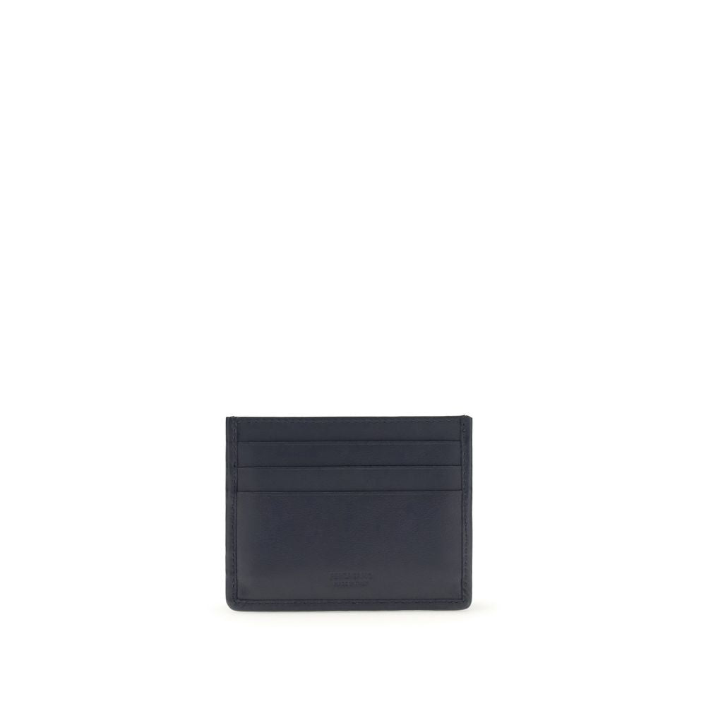 Ferragamo 100% Calf Suede card case in blue — view 2