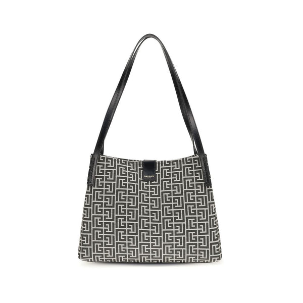Balmain 47% Cotton 19% Polyester 17% Polyamide 17% Polyurethane shoulder bag in black