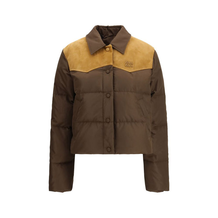 Miu Miu 100% Recycled Polyester (body) down jacket in brown