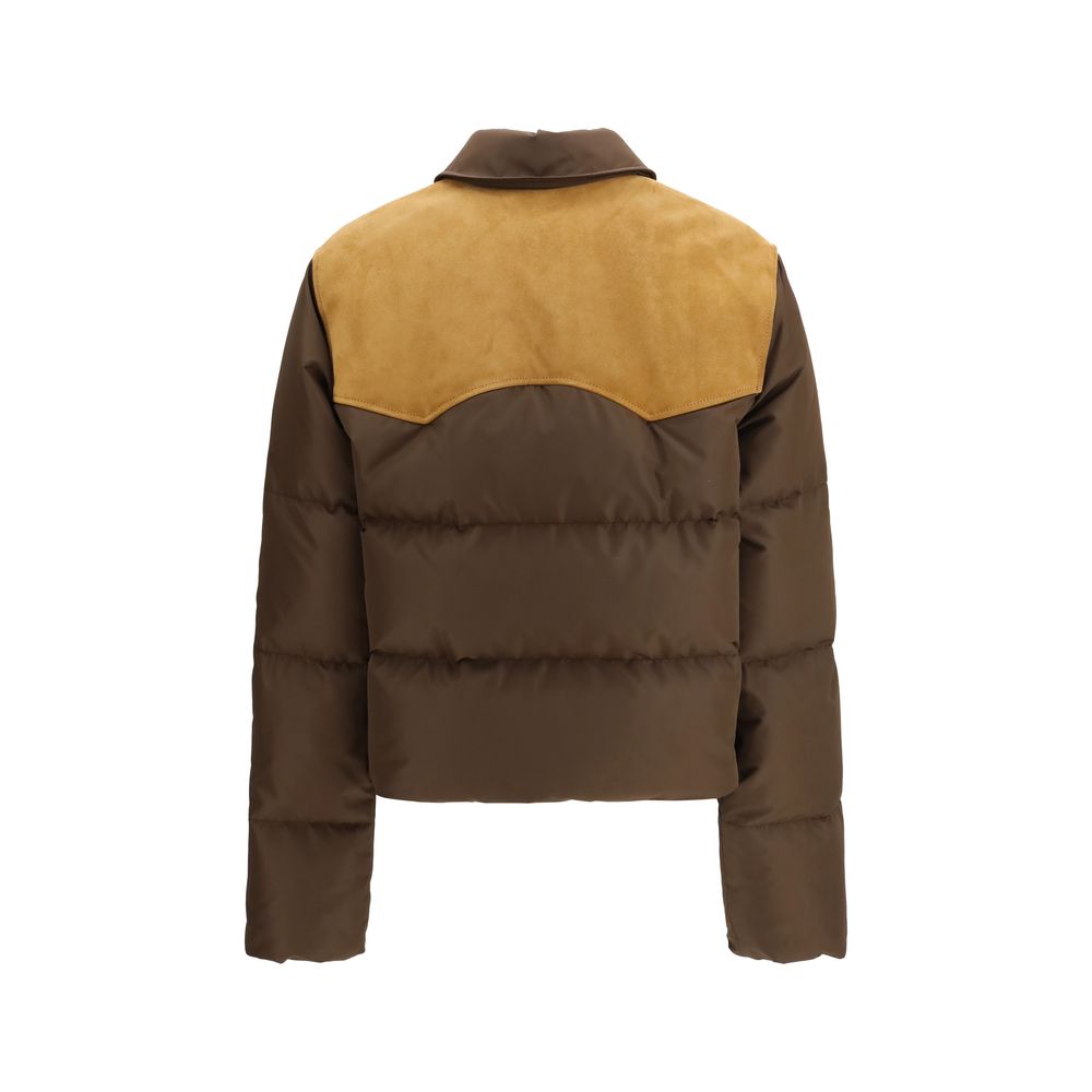 Miu Miu 100% Recycled Polyester (body) down jacket in brown — view 2