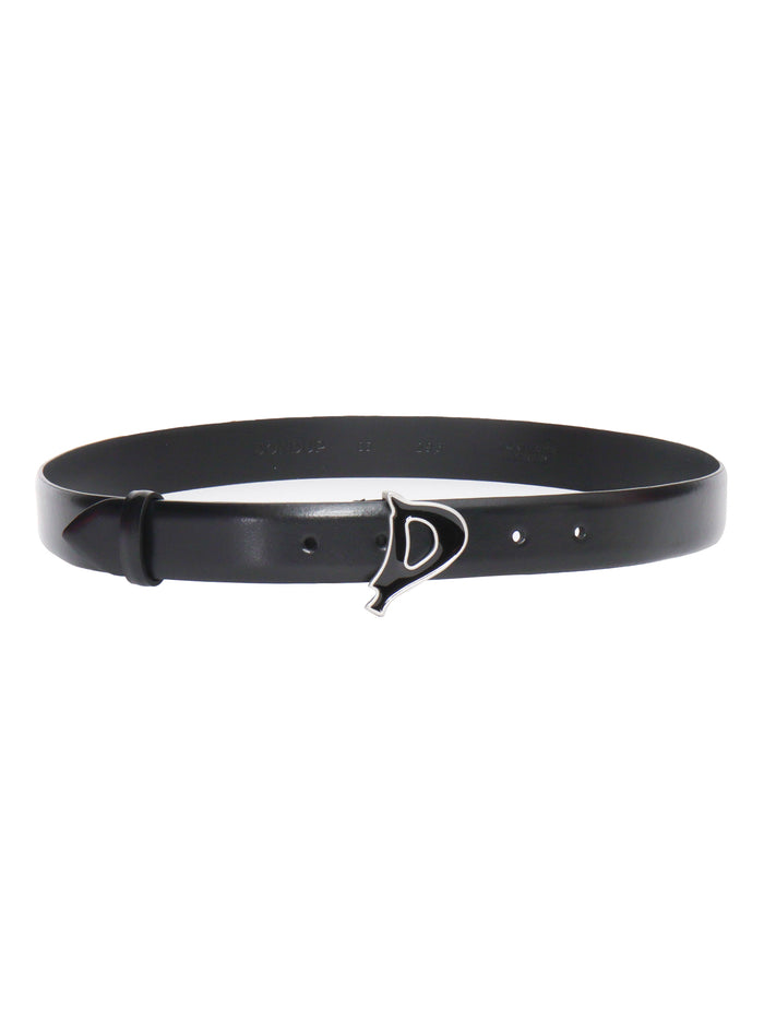 Black leather belt Calf