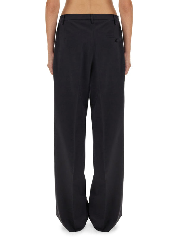 Regular Fit Pants Blue Polyester Trousers