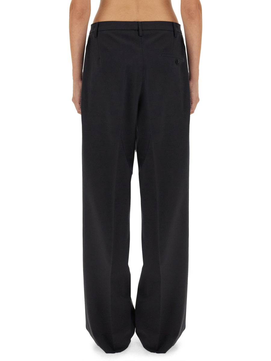 Regular Fit Pants Blue Polyester Trousers