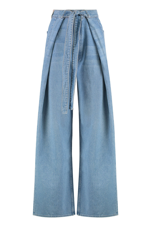 Fold Funnel Wide-Leg Jeans Denim Cotton