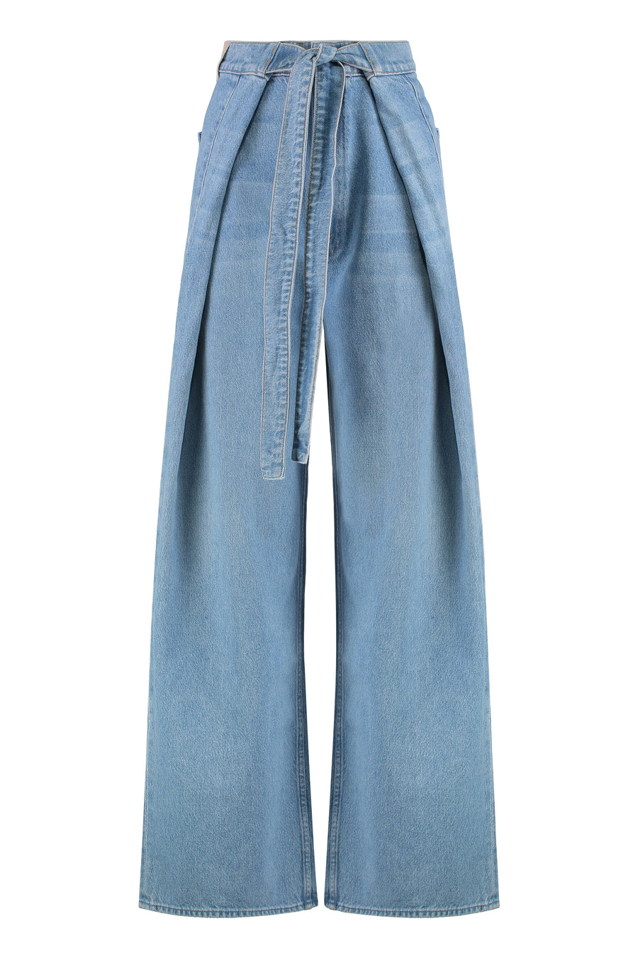 Fold Funnel Wide-Leg Jeans Denim Cotton