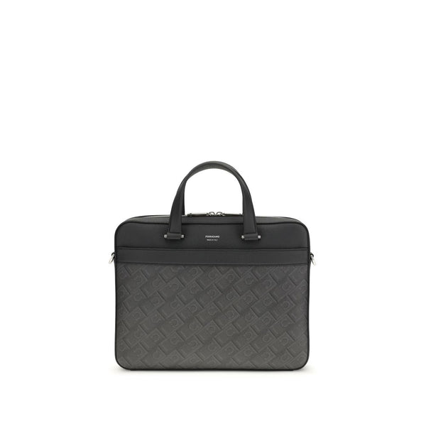 Ferragamo 60% Calf Leather Bos Taurus briefcase in gray