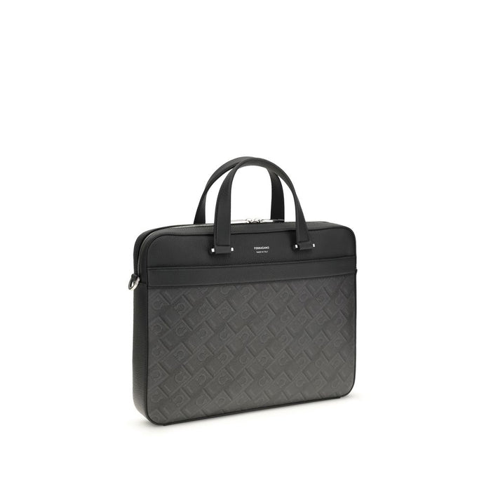 Ferragamo 60% Calf Leather Bos Taurus briefcase in gray — view 2