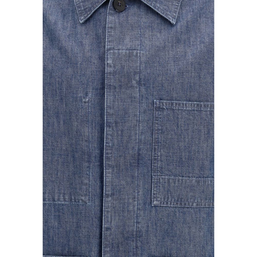 Jil Sander 100% Cotton overshirt in blue — view 3