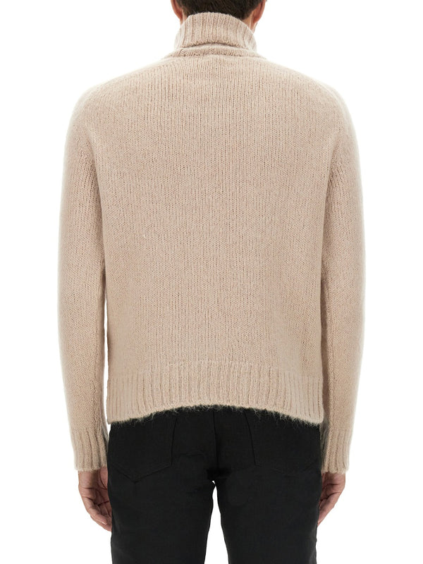 Turtleneck Shirt Beige Wool - Mohair Polyamide Jumpers