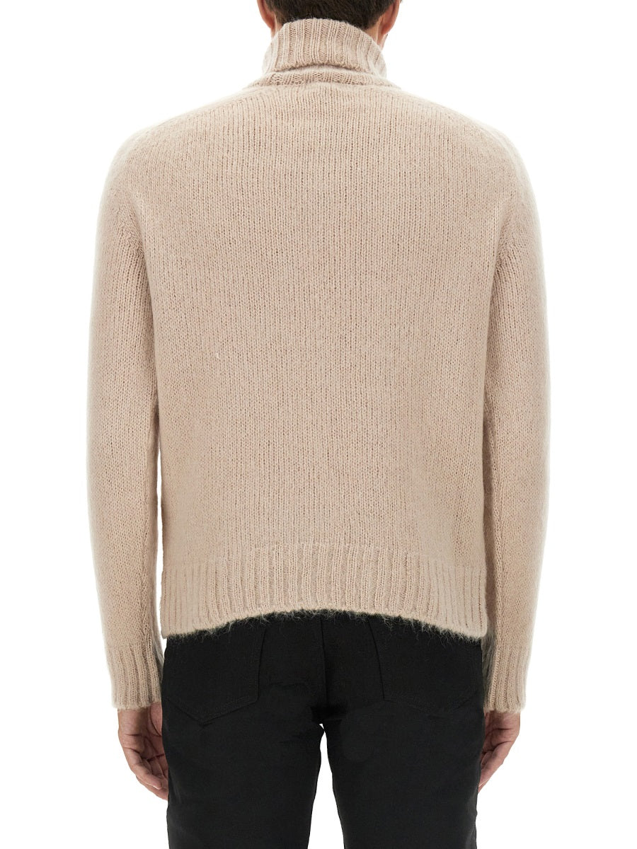 Turtleneck Shirt Beige Wool - Mohair Polyamide Jumpers