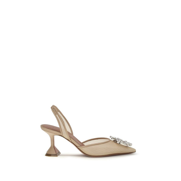 Amina Muaddi Upper 100% Polyester pump in beige