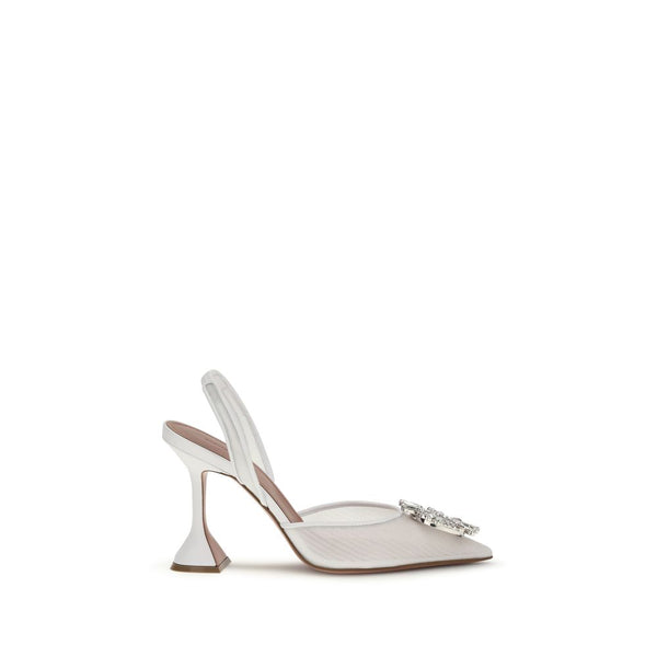 Amina Muaddi 100% Polyester pump in white