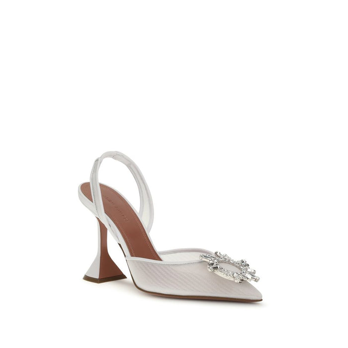 Amina Muaddi 100% Polyester pump in white — view 2