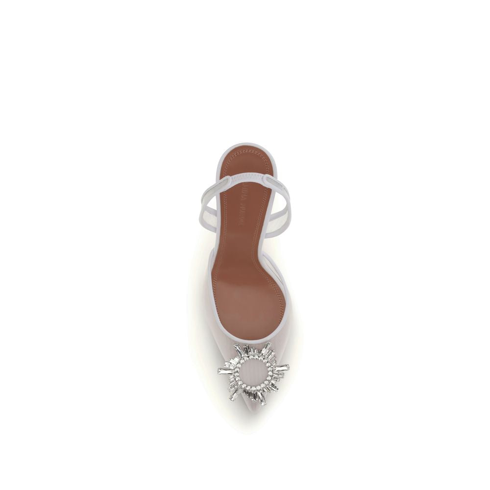 Amina Muaddi 100% Polyester pump in white — view 4