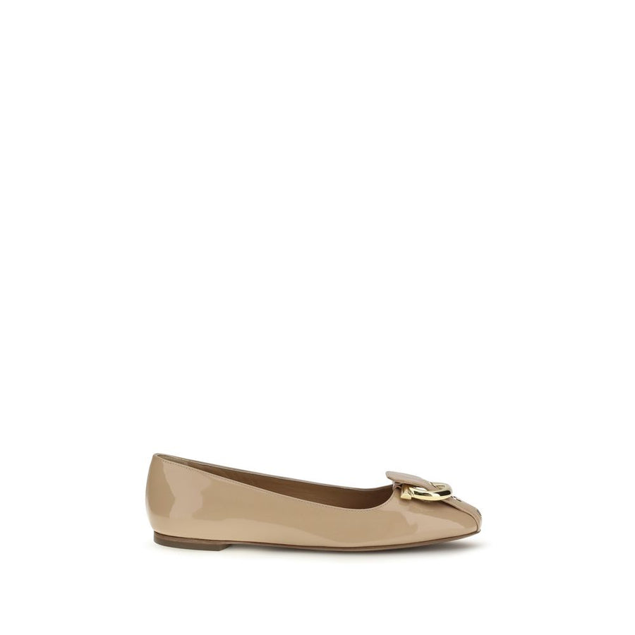 Ferragamo 100% Calf Leather Bos Taurus ballet flat in beige
