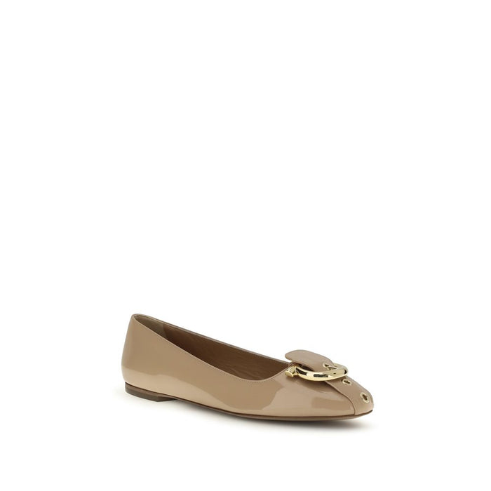 Ferragamo 100% Calf Leather Bos Taurus ballet flat in beige — view 2