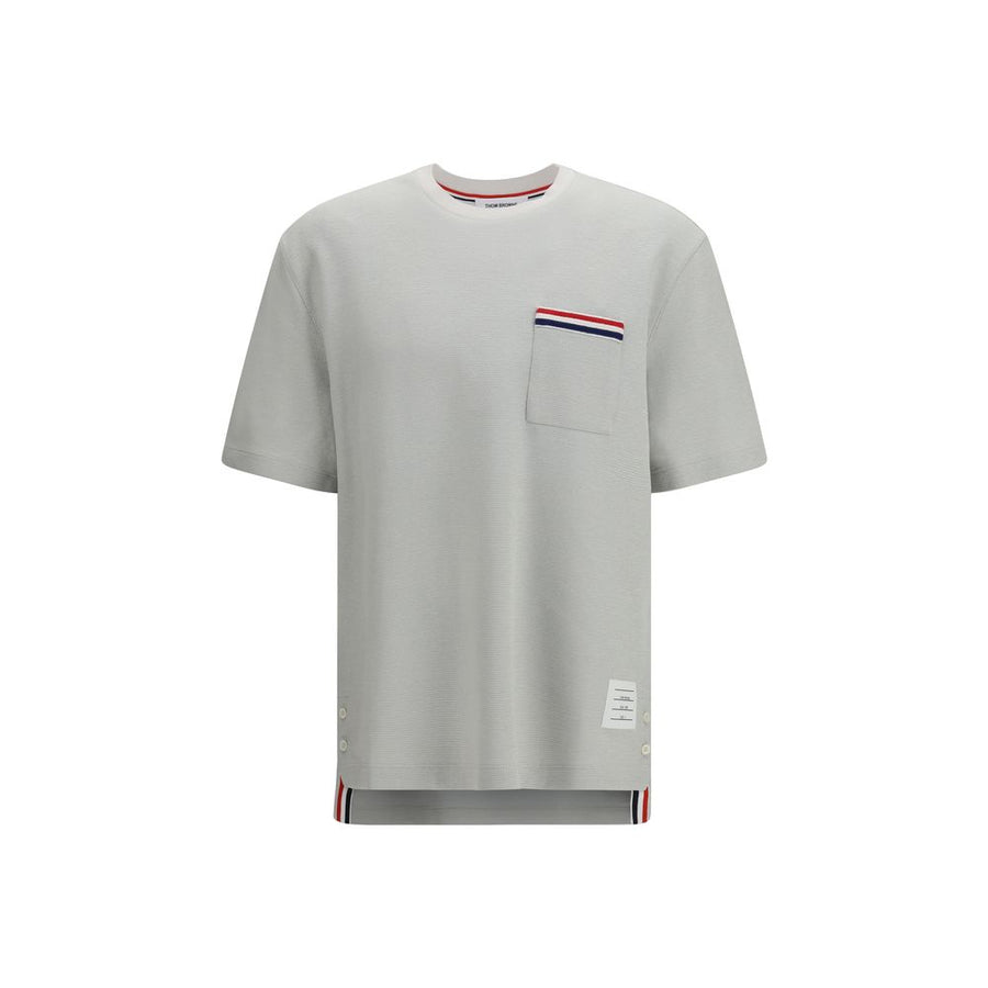 Thom Browne 55% Cotton 36% Linen 7% Polyamide 2% Elastane t-shirt in gray