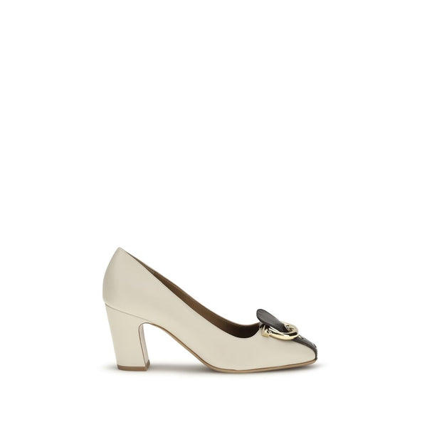 Ferragamo 100% Calf Leather Bos Taurus pump in beige