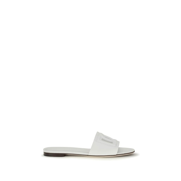 Dolce & Gabbana Upper 100% Calf Leather Bos Taurus slide sandal in white