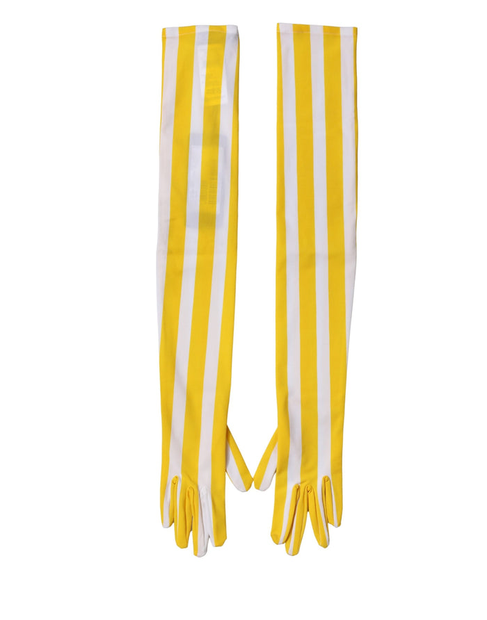 Dolce & Gabbana 72% Nylon gloves in yellow — view 2