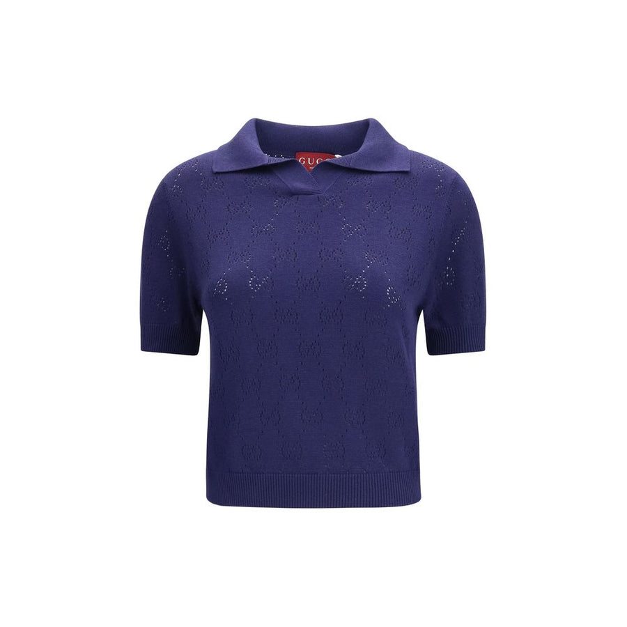 Gucci 55% Silk polo shirt in navy