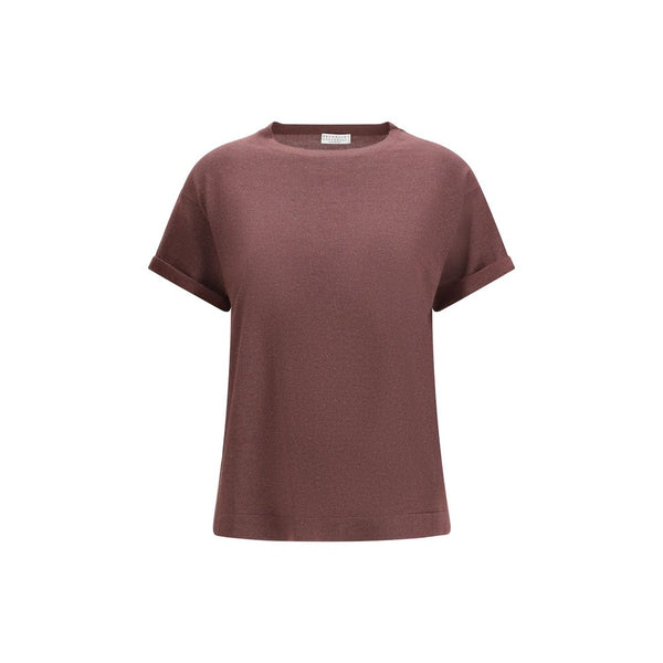 Brunello Cucinelli 51% Cashmere t-shirt in bordeaux