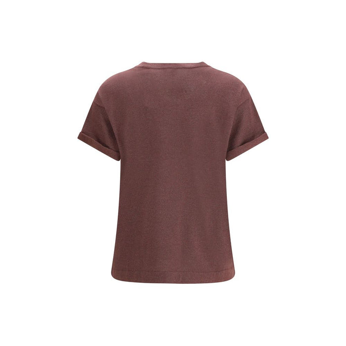 Brunello Cucinelli 51% Cashmere t-shirt in bordeaux — view 2